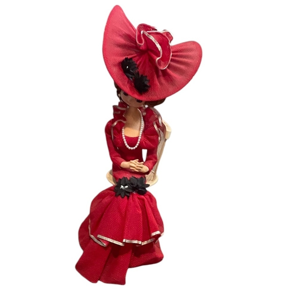 RESERVED FOR CHRISTINE large Bradley style big eye doll red dress, black accents